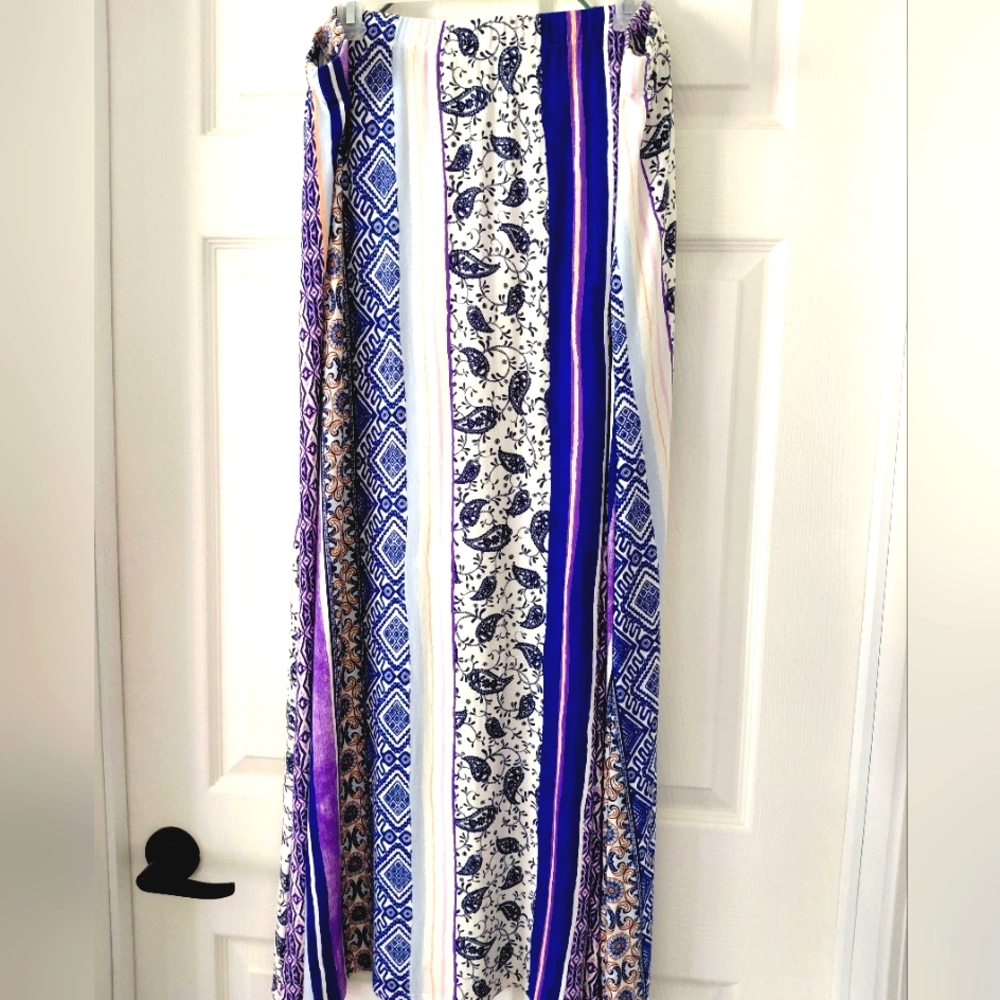 Chico's Purple and White Patterned Skirt